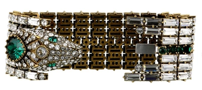 Shop Gucci Embellished Cuff Bracelet In Multi