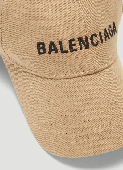 Shop Balenciaga Logo Embroidered Baseball Cap In Beige