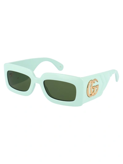 Shop Gucci Eyewear Rectangular Frame Sunglasses In Green