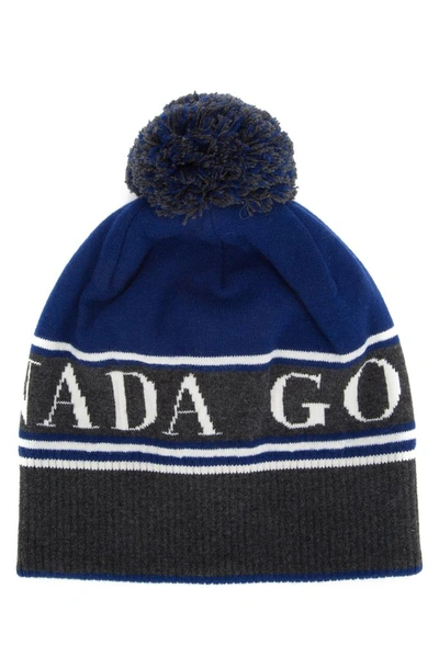 Shop Canada Goose Logo Pom Pom Beanie In Multi