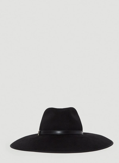Shop Gucci Horsebit Detailed Wide Brim Hat In Black