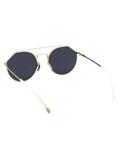 Shop Fendi Eyewear Ff Monogram Round Frame Sunglasses In Gold