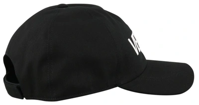 Shop Versace Logo Embroidered Baseball Cap In Black