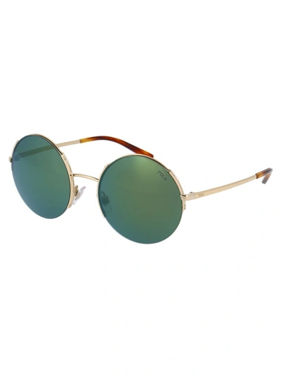 Shop Polo Ralph Lauren Round Frame Sunglasses In Gold