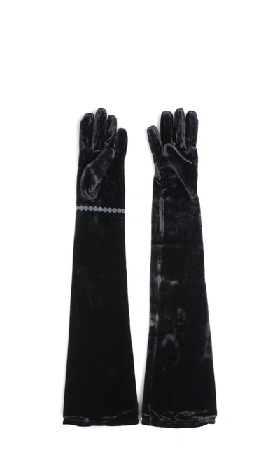 Shop Mm6 Maison Margiela Velvet Gloves In Black