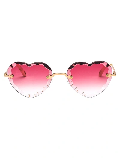 Shop Chloé Eyewear Heart Shape Sunglasses In Metallic