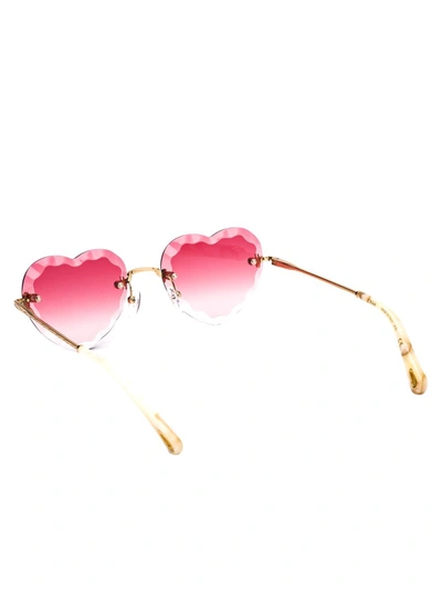 Shop Chloé Eyewear Heart Shape Sunglasses In Metallic