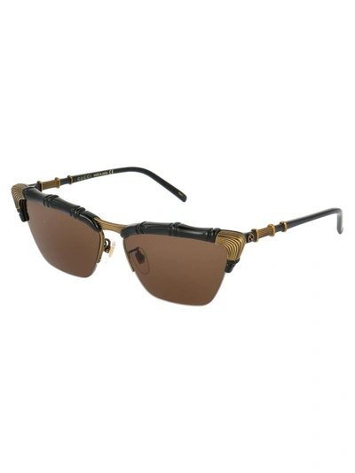 Shop Gucci Eyewear Bamboo Effect Cat Eye Sunglasses In Black