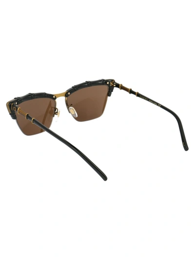 Shop Gucci Eyewear Bamboo Effect Cat Eye Sunglasses In Black