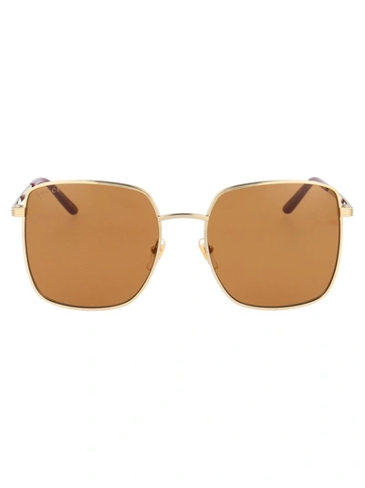 Shop Gucci Eyewear Oversize Square Frame Sunglasses In Gold