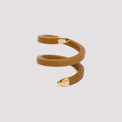 Shop Bottega Veneta Coiled Cuff Bracelet In Brown