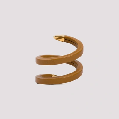 Shop Bottega Veneta Coiled Cuff Bracelet In Brown
