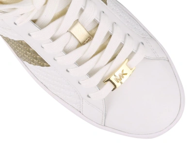 Shop Michael Michael Kors Colby Striped Logo Embossed Sneakers In White