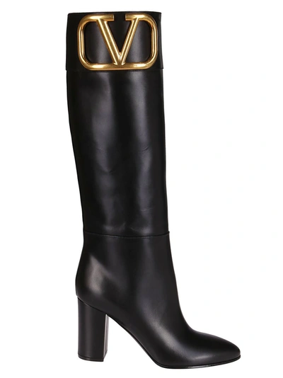 Shop Valentino Supervee Block Heel Boots In Black