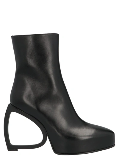 Shop Ann Demeulemeester Sculptural Heel Ankle Boots In Black
