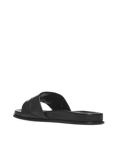 Shop Prada Logo Quilted Sandals In Black