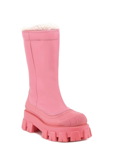 Shop Prada Monolith Shearling Boots In Pink