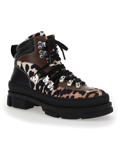 Shop Ganni Hiking Mix Sporty Boots In Multi