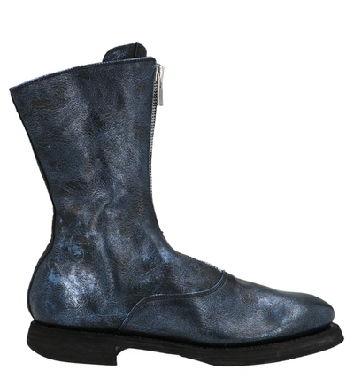 Shop Guidi 310 Front Zip Ankle Boots In Blue