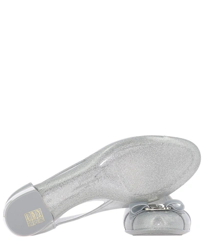 Shop Ferragamo Salvatore  Vara Bow Jelly Ballet Flats In Silver