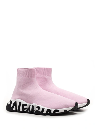 Shop Balenciaga Graffiti Speed Sneakers In Pink