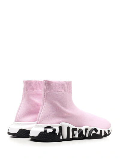 Shop Balenciaga Graffiti Speed Sneakers In Pink