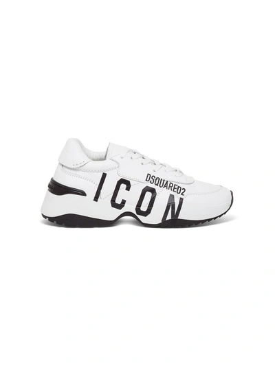 Shop Dsquared2 Logo Print Chunky Sneakers In White