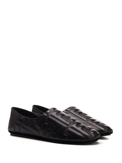 Shop Fendi Ff Motif Embossed Slippers In Black