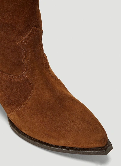 Shop Saint Laurent Lukas Western Mid In Brown