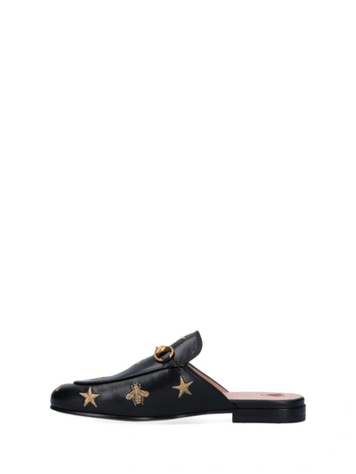 Shop Gucci Princetown Embroidered Slippers In Black