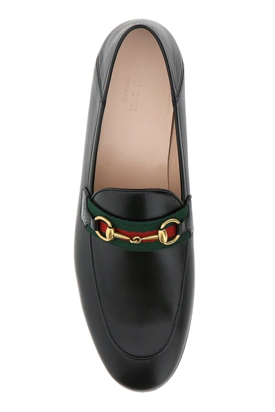 Shop Gucci Horsebit Web Loafers In Black