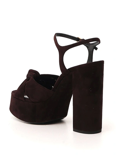 Shop Saint Laurent Bianca Knot Detail Sandals In Brown