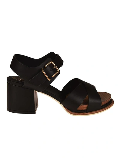 Shop Tod's Block Heel Sandals In Black