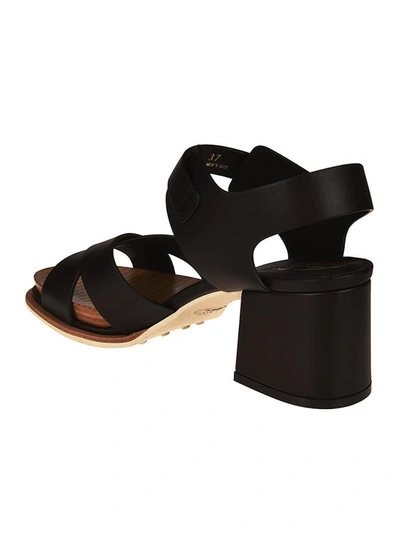 Shop Tod's Block Heel Sandals In Black