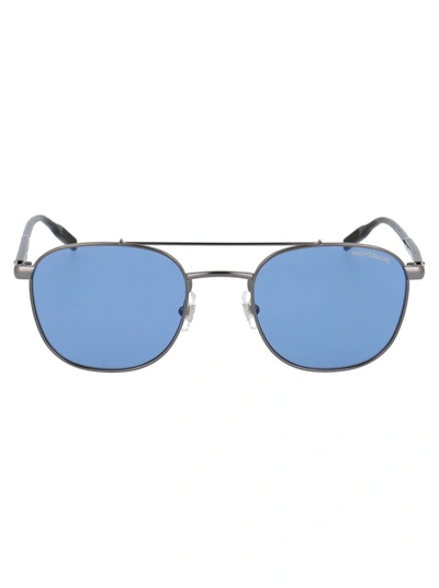 Shop Montblanc Aviator Sunglasses In Grey