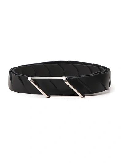 Shop Bottega Veneta Geometric Intreccio Buckle Belt In Black