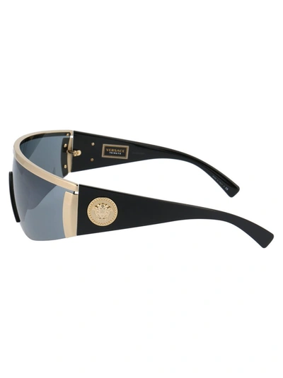 Shop Versace Eyewear Tribute Visor Sunglasses In Gold
