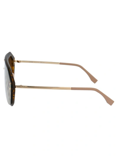 Shop Fendi Eyewear Ff Monogram Aviator Sunglasses In Gold
