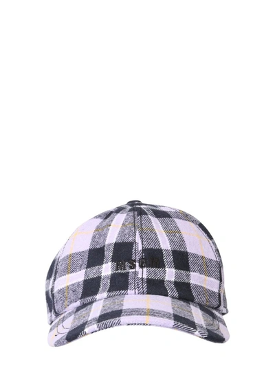 Shop Msgm Logo Embroidered Tartan Print Baseball Cap In Multi