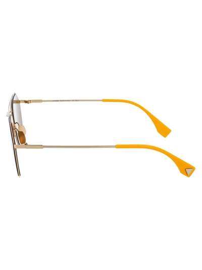 Shop Fendi Eyewear Ff Motif Aviator Sunglasses In Gold