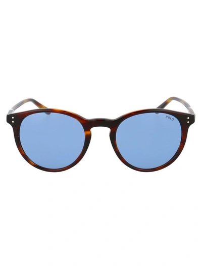 Polo Ralph Lauren Round Blue-tint Sunglasses In 棕色 | ModeSens