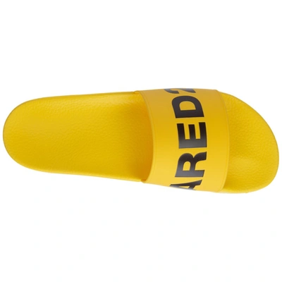 Shop Dsquared2 Logo Print Slides In Yellow
