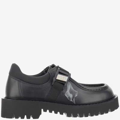 Shop Valentino Flowersity Vltn Buckle Derby Shoes In Black