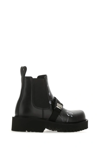 Shop Valentino Flowersity Beatle Boots In Black