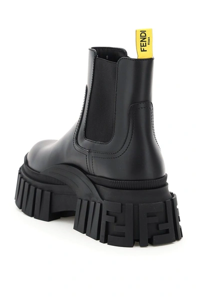 Shop Fendi Chunky Sole Chelsea Boots In Black