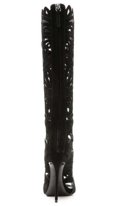 Shop Giuseppe Zanotti Suede Cutout Boots In Black