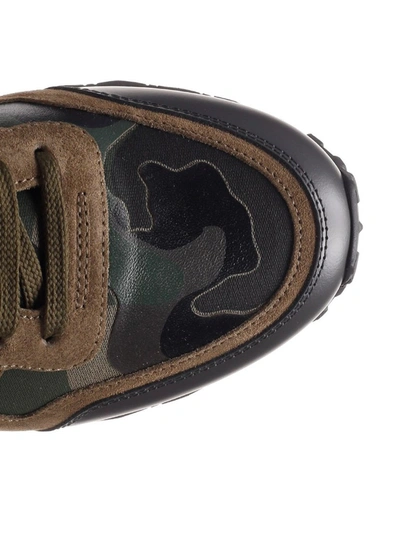 Shop Valentino Garavani Rockstud Camouflage Rockrunner Sneakers In Multi