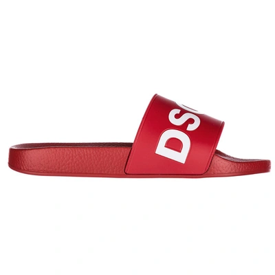 Shop Dsquared2 Logo Print Slides In Red