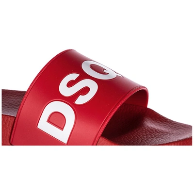 Shop Dsquared2 Logo Print Slides In Red