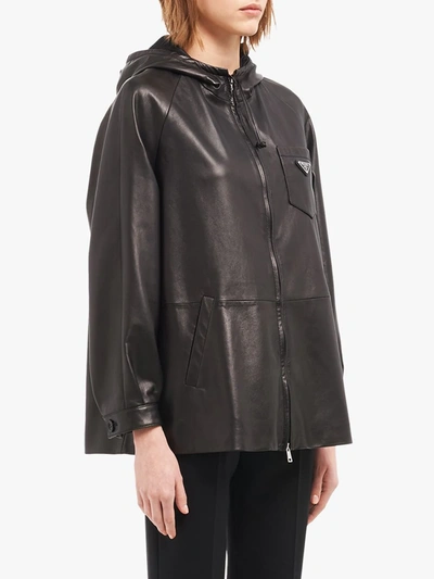 Prada Oversized Hooded Jacket In Black